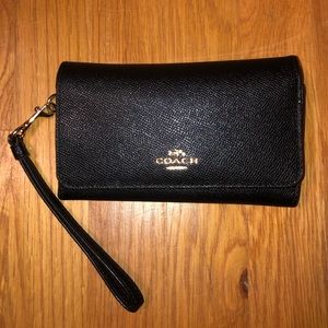 Coach, Black Wristlet Wallet